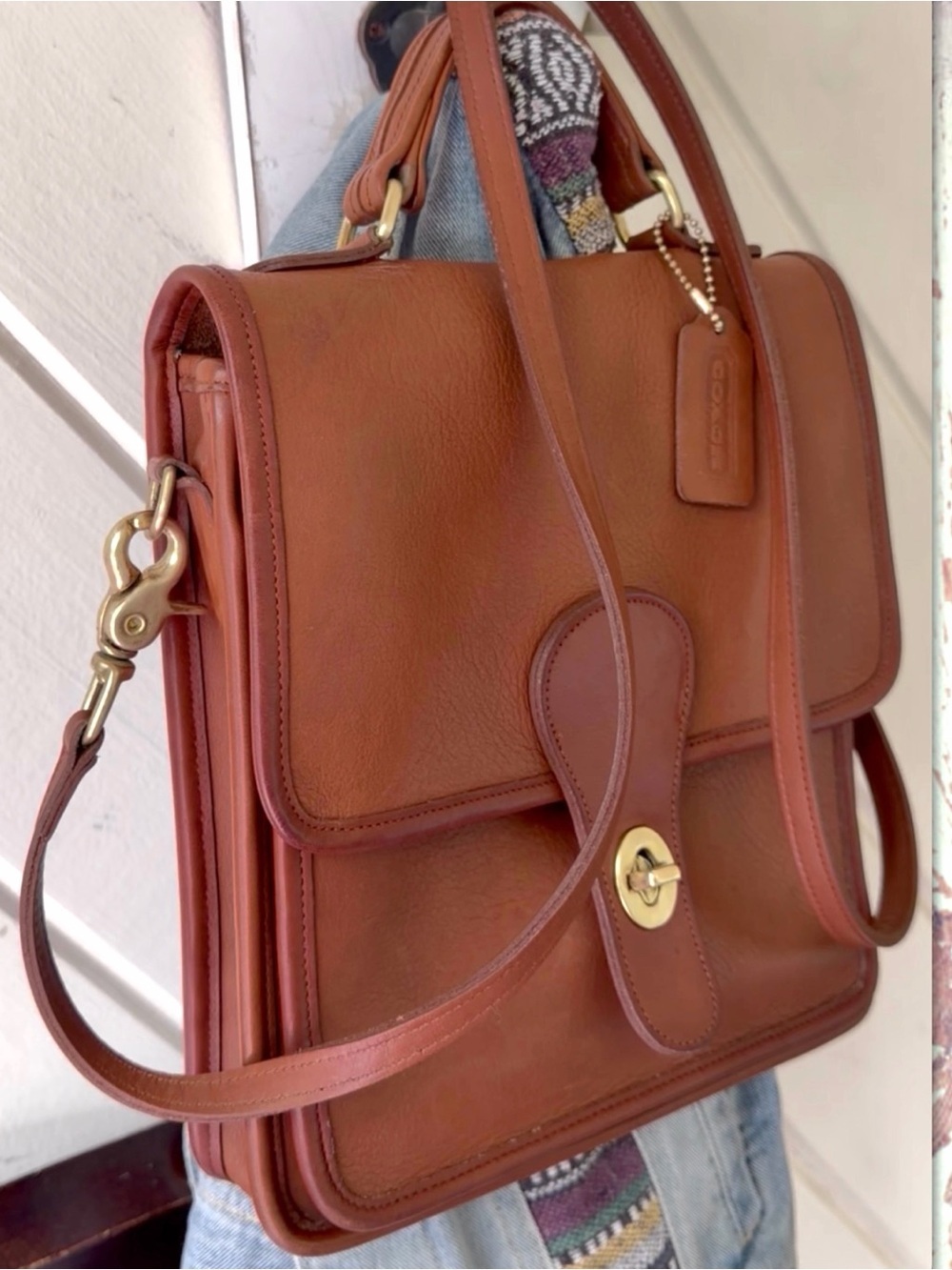 VINTAGE COACH BRITISH TAN LEATHER STATION BAG 5130 - Picture 3 of 17